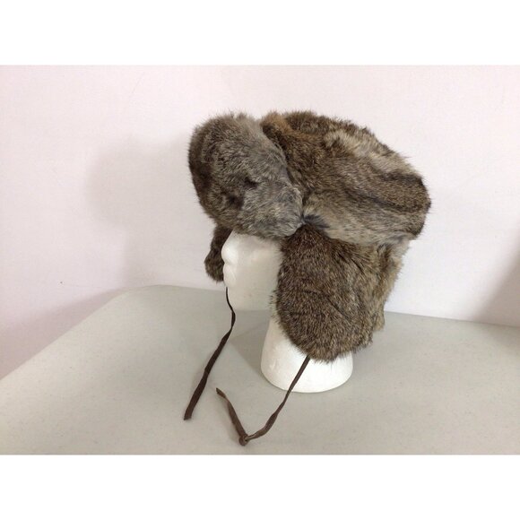 Unbranded Other - Vintage Real Fur Trapper Hat Brown Suede Kids Medium